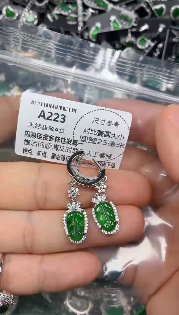 颈饰未镶嵌翡翠A223耳扣