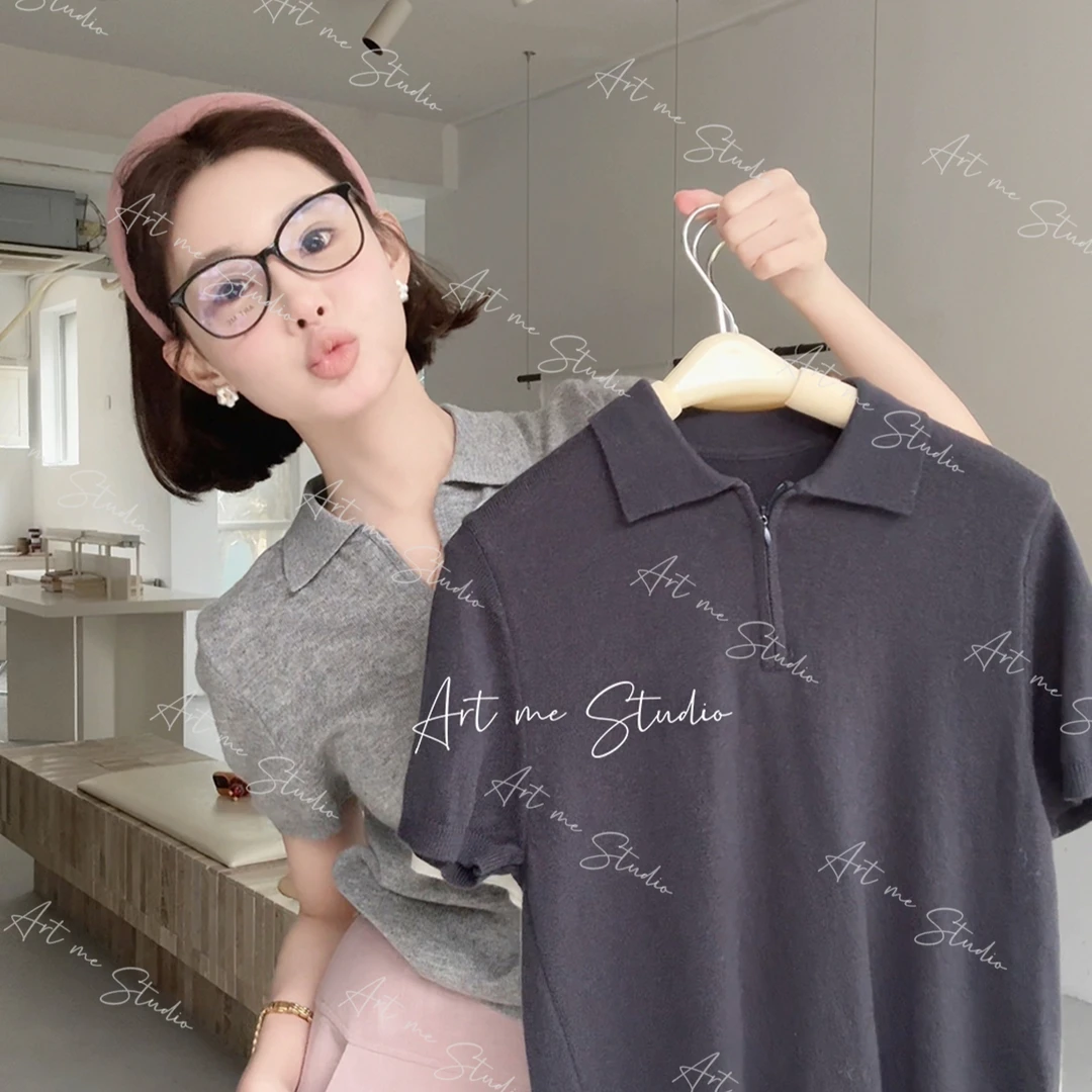 Artme瓜瓜呀【舒曼polo领四色上衣】百搭休闲w24251