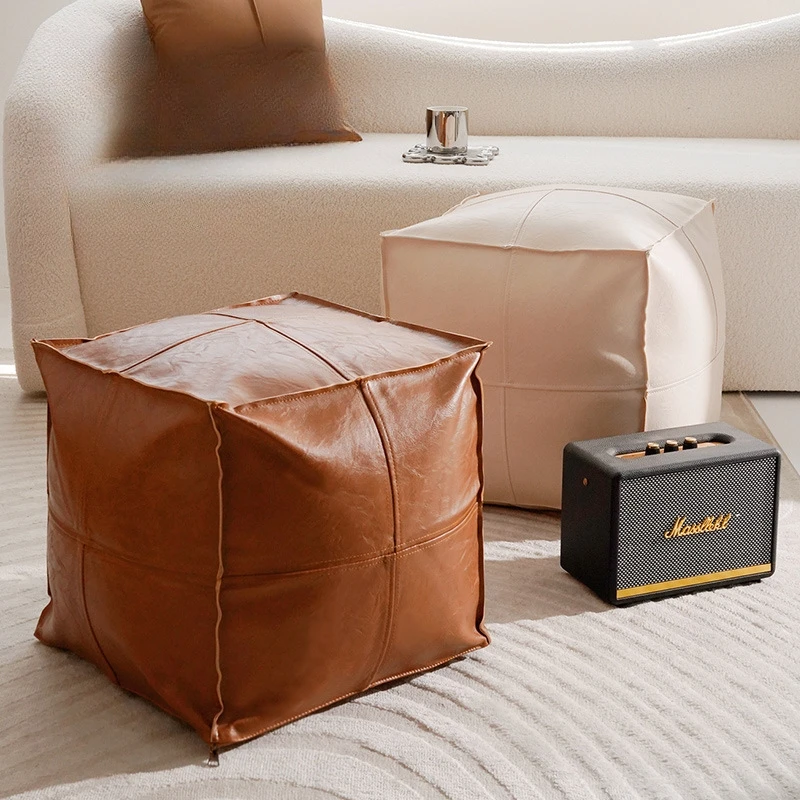 轻奢防水防尘收纳皮套榻榻米地上坐墩蒲团屁股坐垫摩洛哥皮墩坐垫