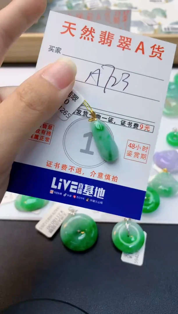 颈饰18K金镶嵌翡翠天然缅甸A货翡翠百元以上9元证书费自理