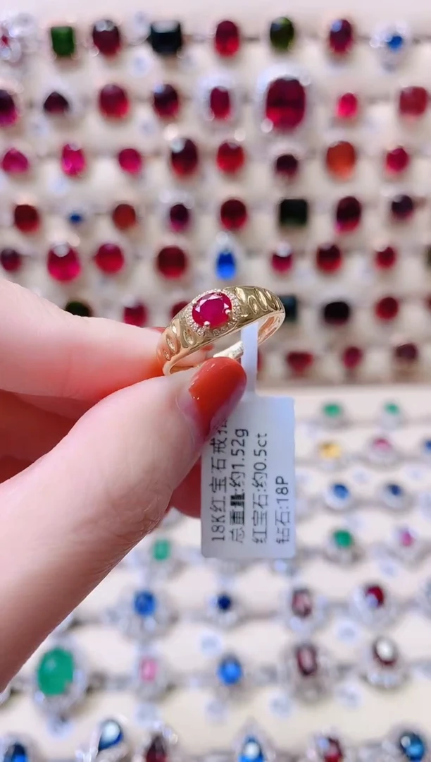 18K金镶嵌18K金戒指红宝石1