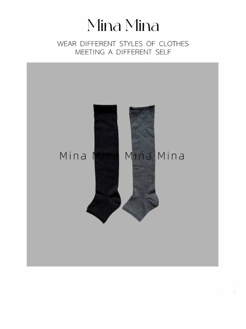 【Mina Studio】 2025秋季款 极简坑条纹百搭踩脚小腿袜 2025Q25061