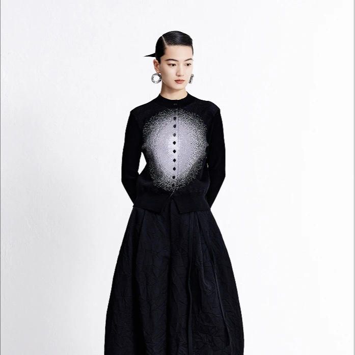 【冬姐精选】ZHUCHONGYUN秋新款圆启提花显瘦针织开衫C1DE3739M