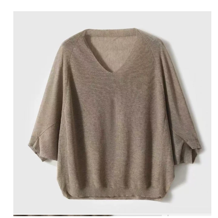 春夏奢享 轻薄空气感 蝙蝠式中袖针织上衣气质时尚感百搭新款设计