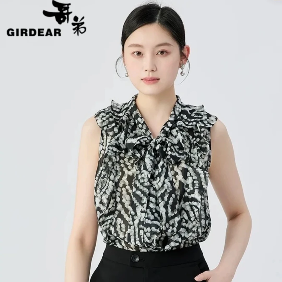 GIRDEAR/哥弟新款舒适波点衬衣气质百搭立体装饰衬衫T恤女130022