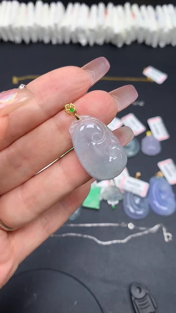 翡翠18K金镶嵌吊坠(不含链)MS193966