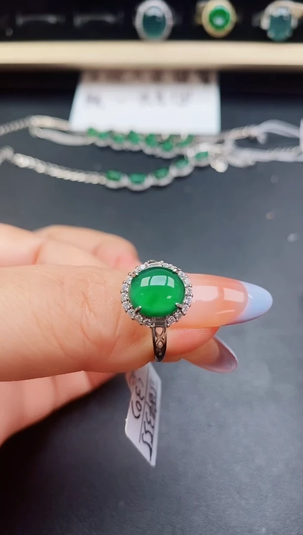 翡翠戒指银S925镶嵌321321