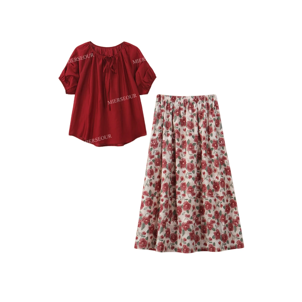 【封后轻奢设计】【玫瑰花束】欧若风甜美花朵半身裙套装1260