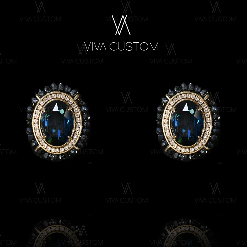 铜合金合成锆石耳饰 （昨日重现系列）复古风夜莺花瓣耳拍