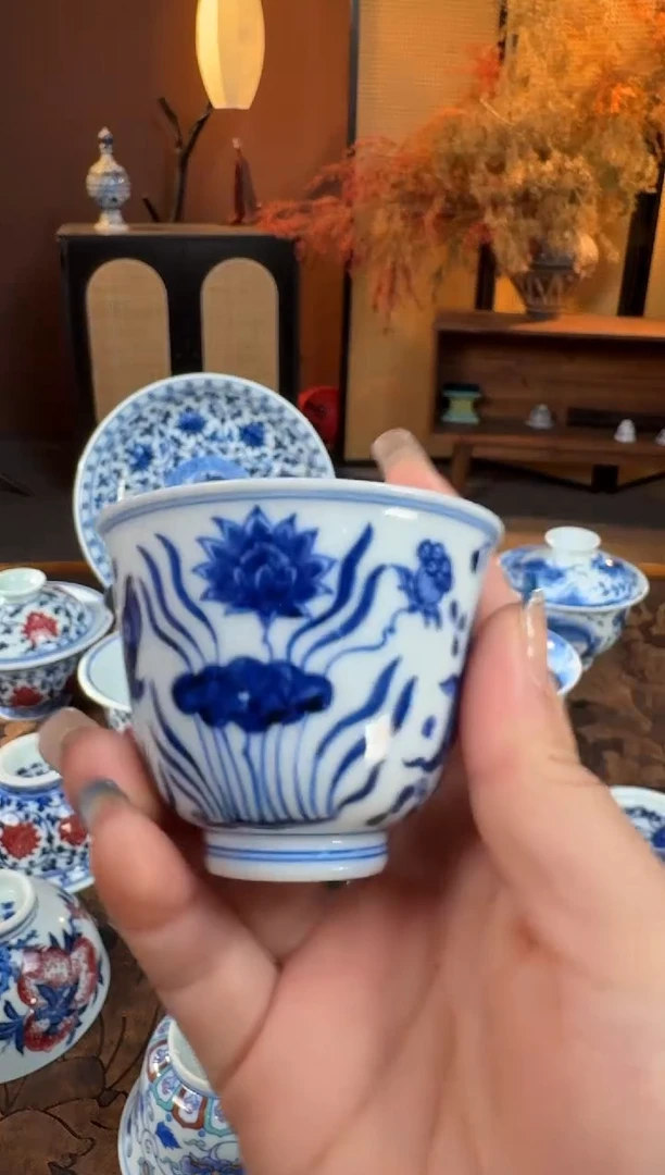 杯子陶瓷三方器合鱼藻铃铛杯