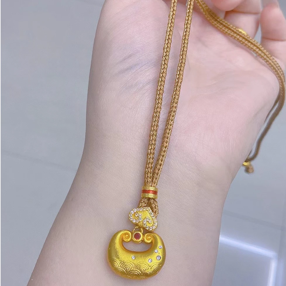 铜合金吊坠 铜合金如意绳+双面小胖福毛衣链