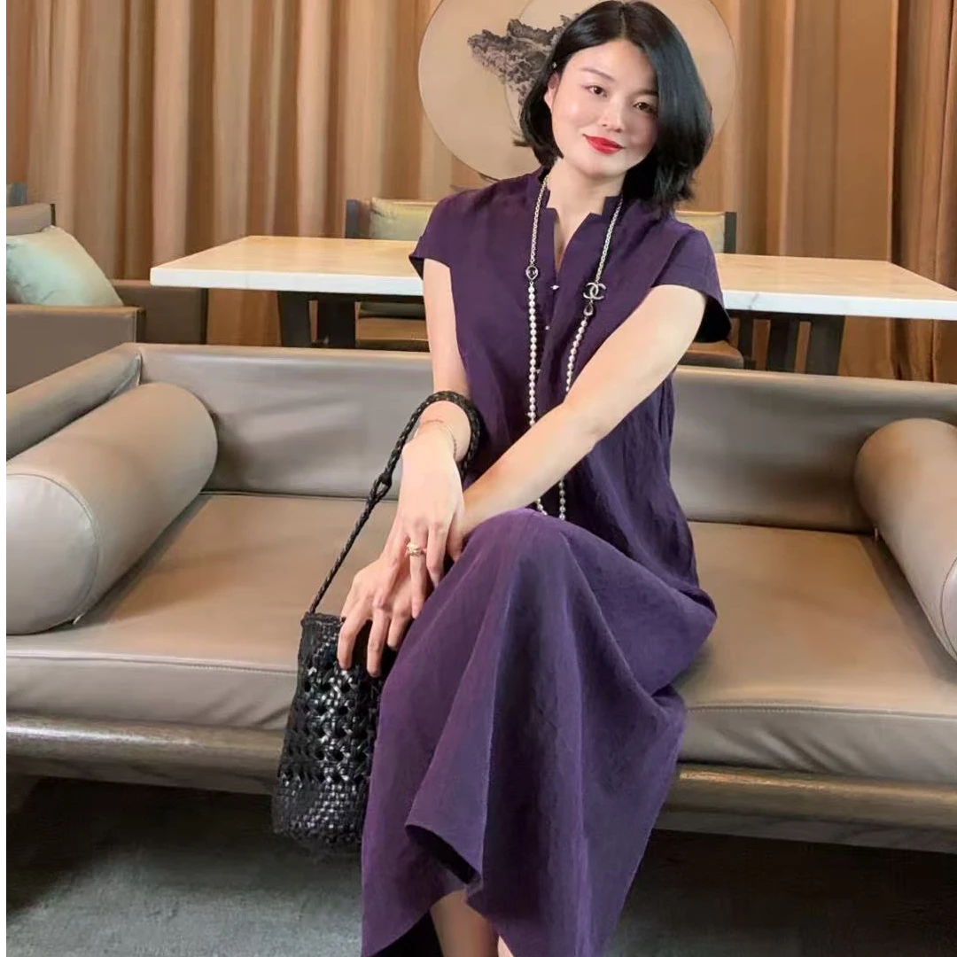 TANTAN 真丝香云纱显瘦百搭减龄宽松连衣裙1080