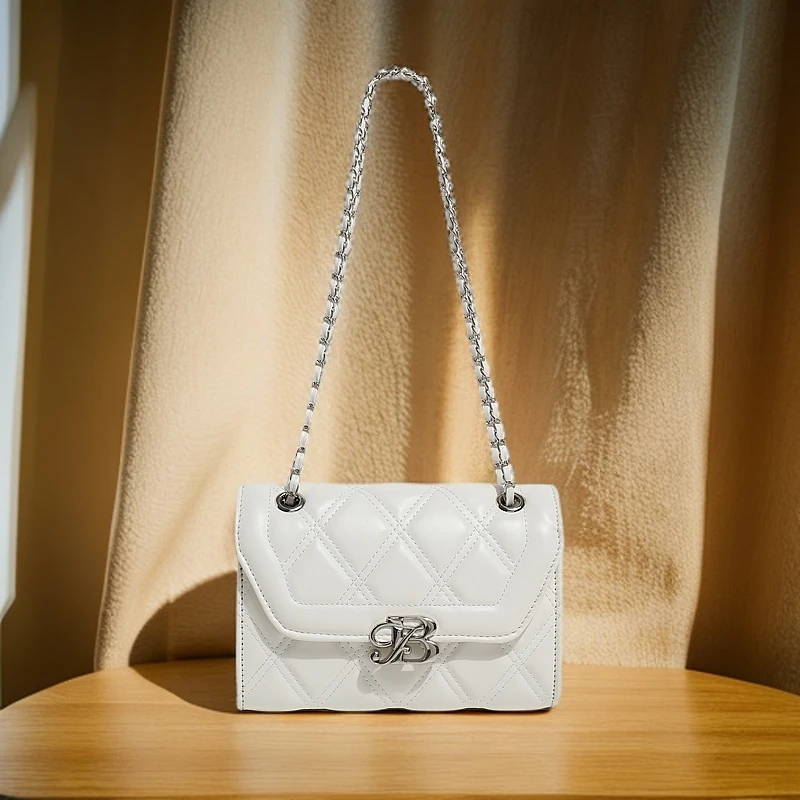 新款路易彼岸高级质感链条单肩包斜挎包9988白色