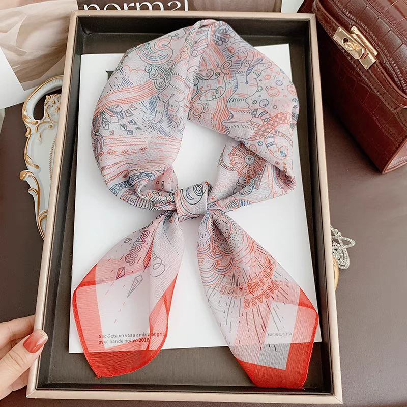 夏季纱巾小方巾新款休闲百搭防晒护颈薄款领巾围巾