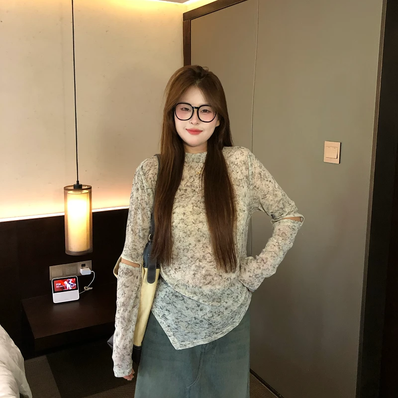 盈盈&南岛风大码女装扎染设计感针织衫秋季胖mm显瘦上衣衫ZYY2223