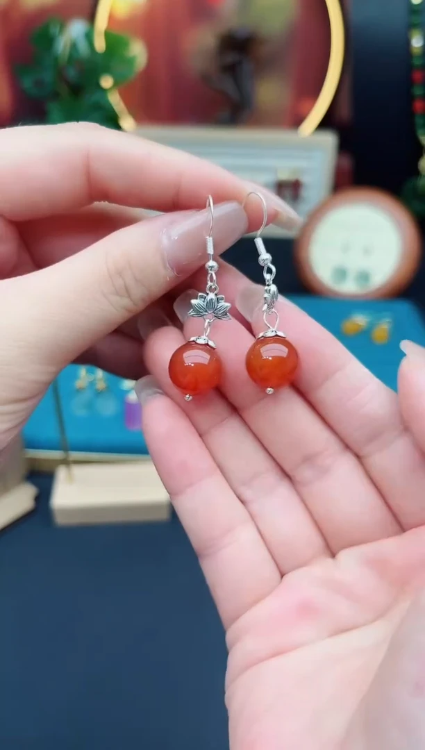 玛瑙/玉髓耳饰银S925镶嵌718000