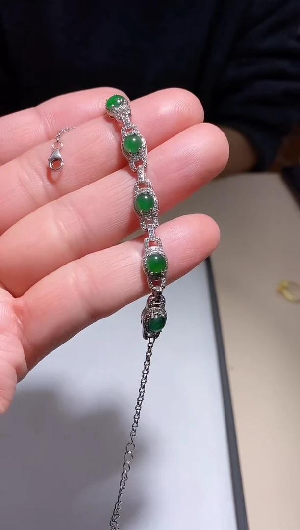 【闪购商品】翡翠手链银S925镶嵌多样性发其一【43】