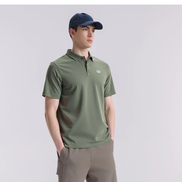 CAT卡特凉感短袖翻领T恤修身通勤弹性商务男士舒适速干S W6648