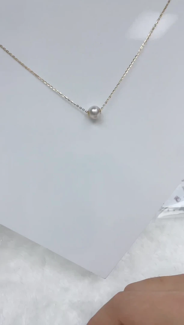 海水珍珠18K金镶嵌吊坠(赠链)海水珍珠吊坠