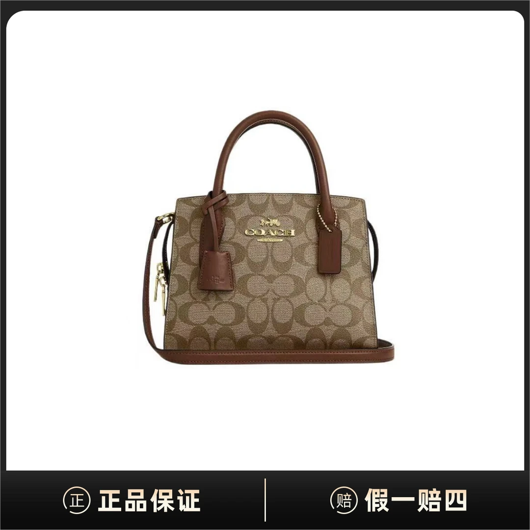 95新 COACH/蔻驰 Andrea 22经典老花手提包C258884