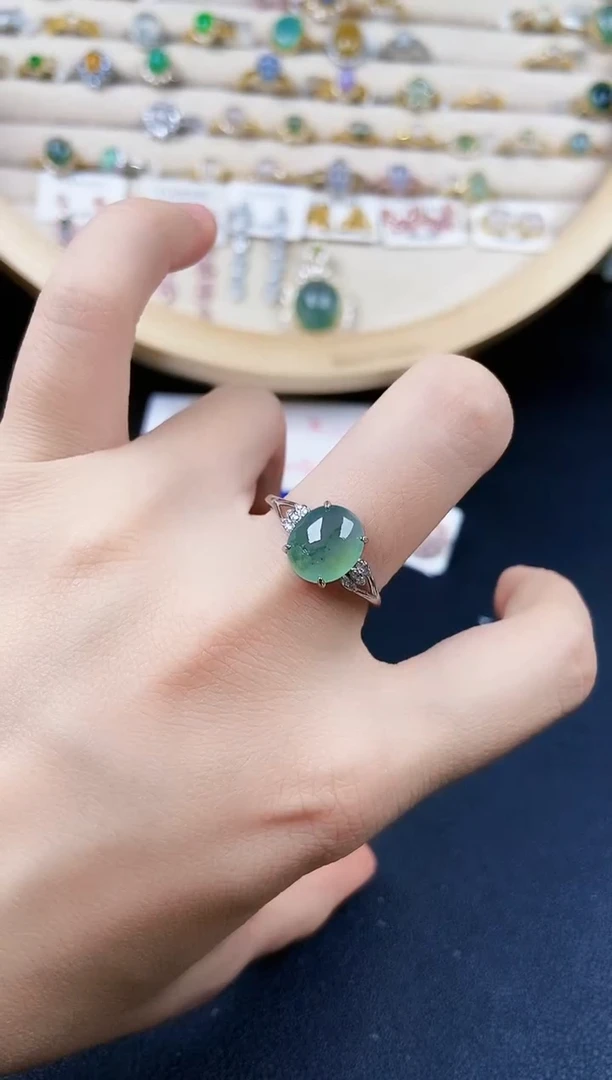 翡翠银S925镶嵌戒指654654