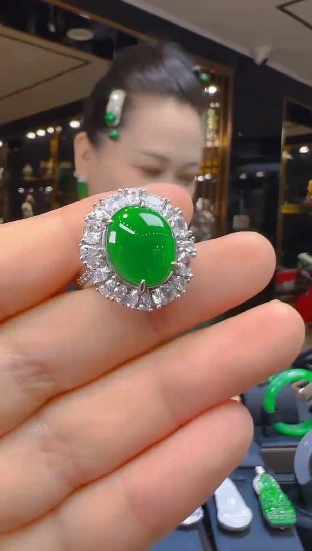 翡翠戒指银S925镶嵌028（多样性发其一）