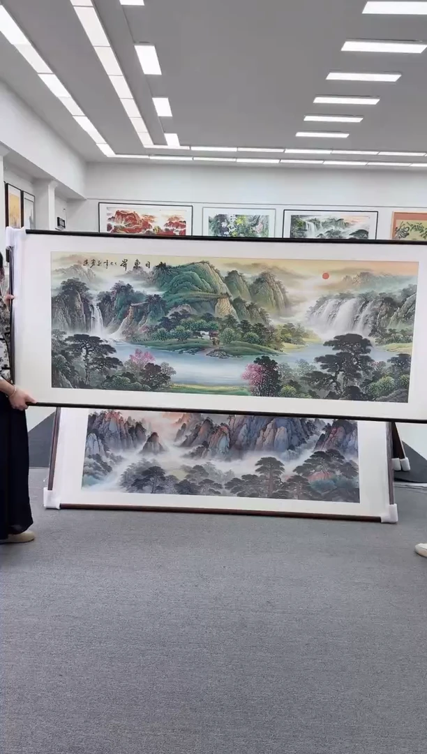 国画手绘   219*88  旭日东升