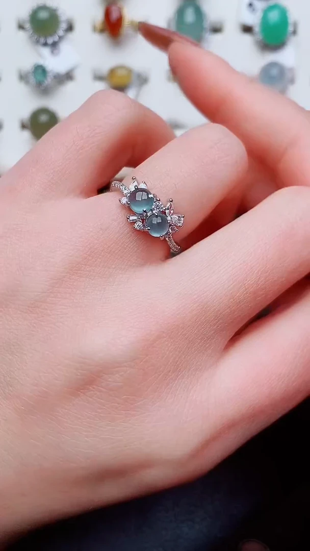 银S925镶嵌戒指翡翠...