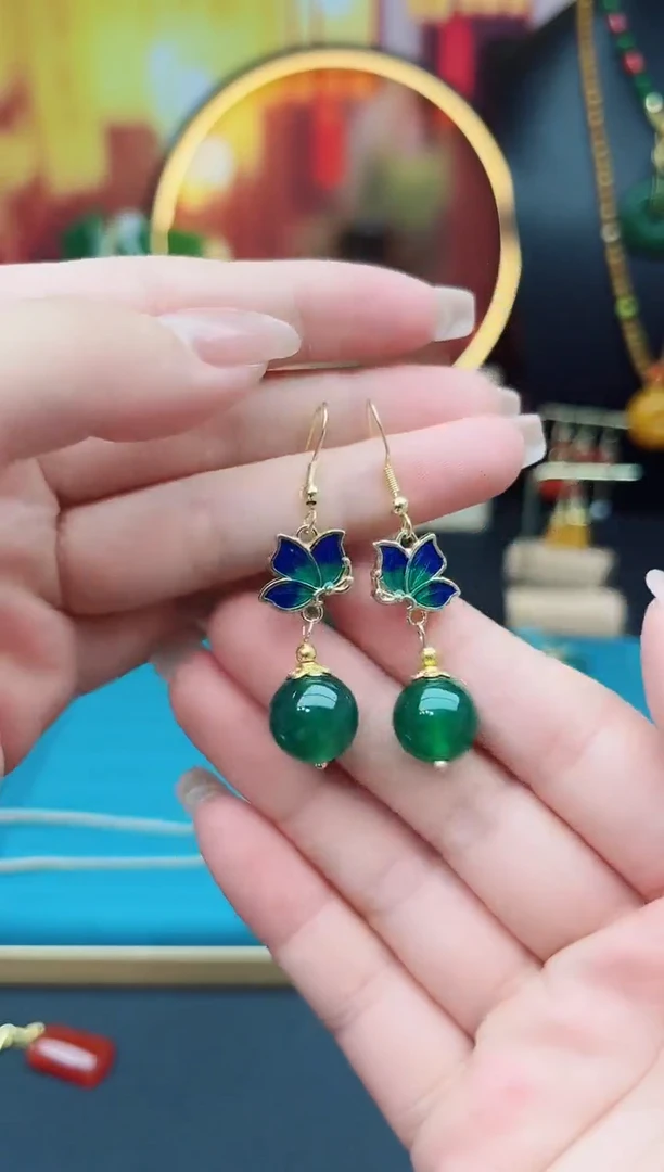 玛瑙/玉髓耳饰银S925镶嵌337000