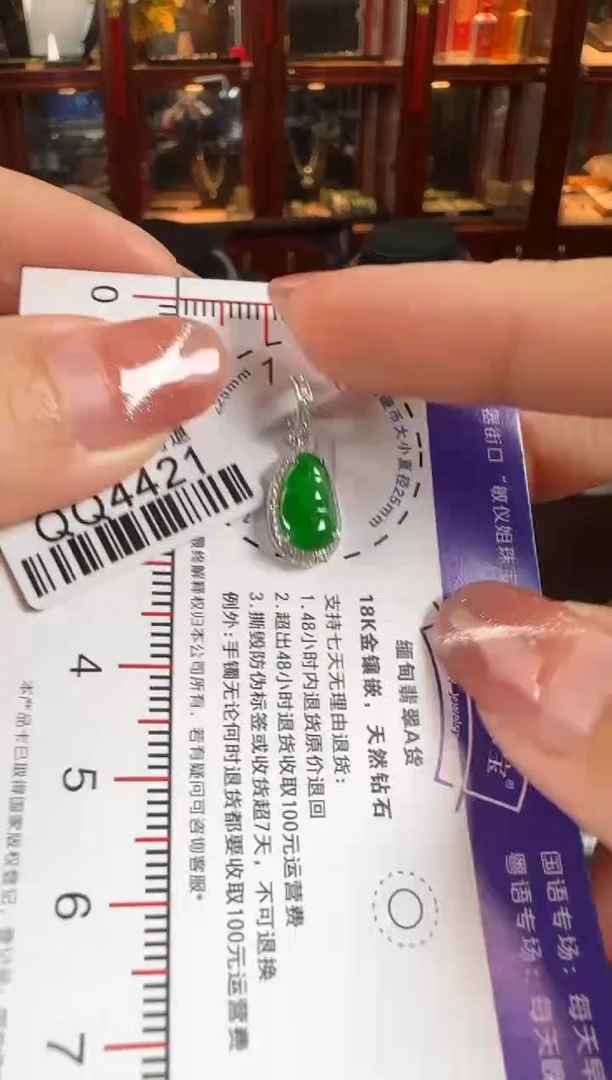 颈饰18K金镶嵌翡翠QQ4421豆豆小滴溜（活动扣头