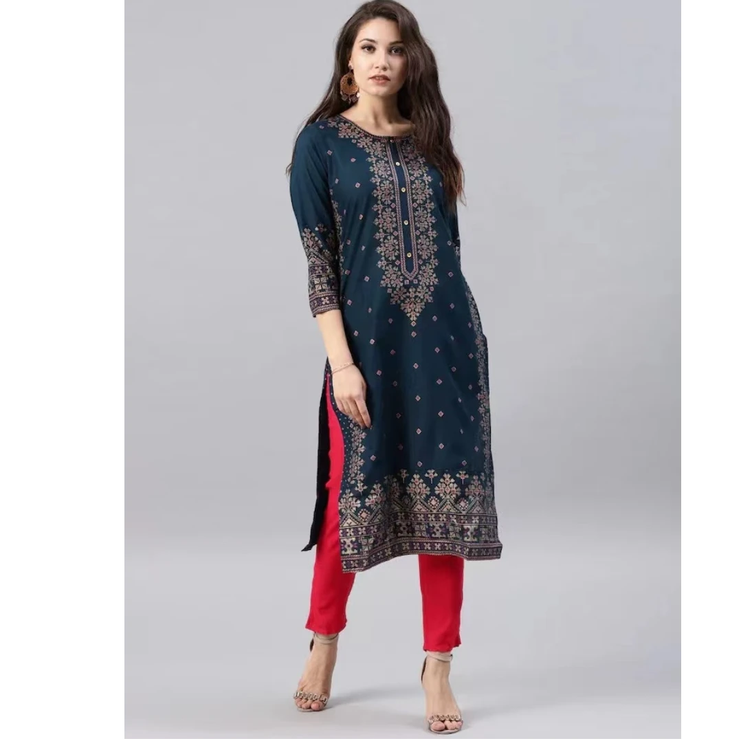 印度进口民族风服饰女装气质复古中长款遮肚显瘦舒适宽松印花上衣