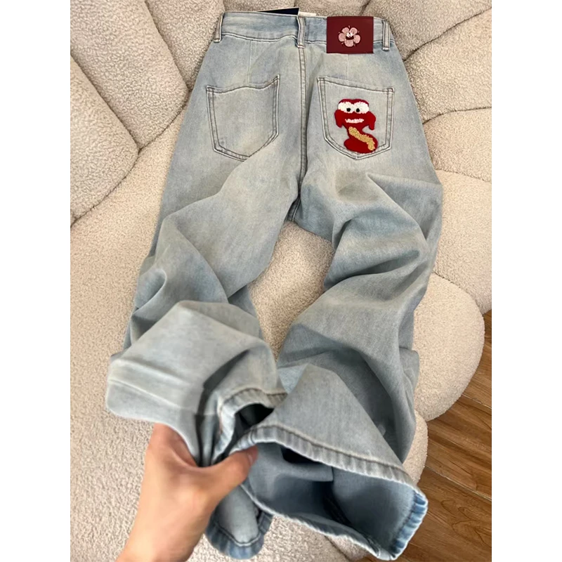 美式高腰显瘦阔腿牛仔裤女2025春季新款百搭时尚直筒裤TZQ2521602