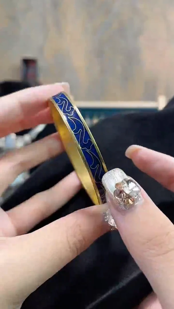 非遗手工景泰蓝方镯子蓝62