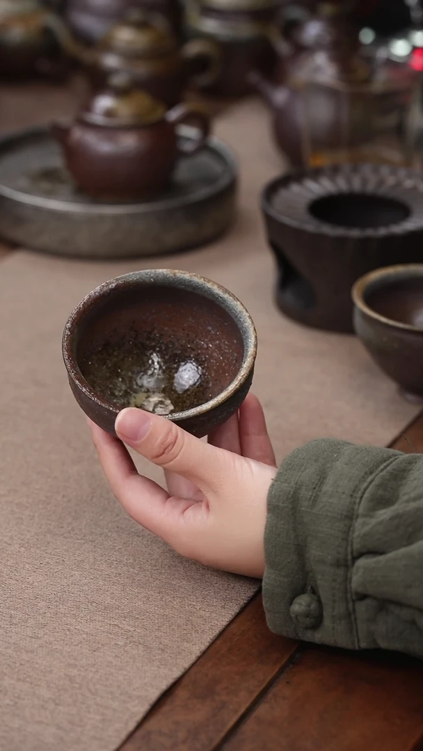 茶壶紫砂柴烧老段泥建盏杯