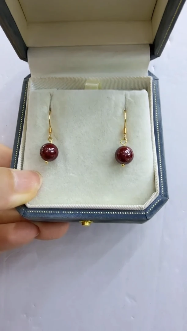 天然辰砂【格格】朱砂耳钉
