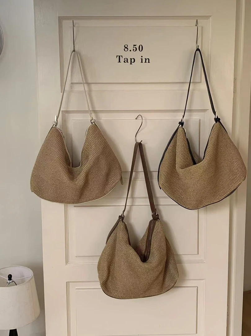 2025新款慵懒风大容量包包女小众海边度假编织包松弛感单肩斜挎包