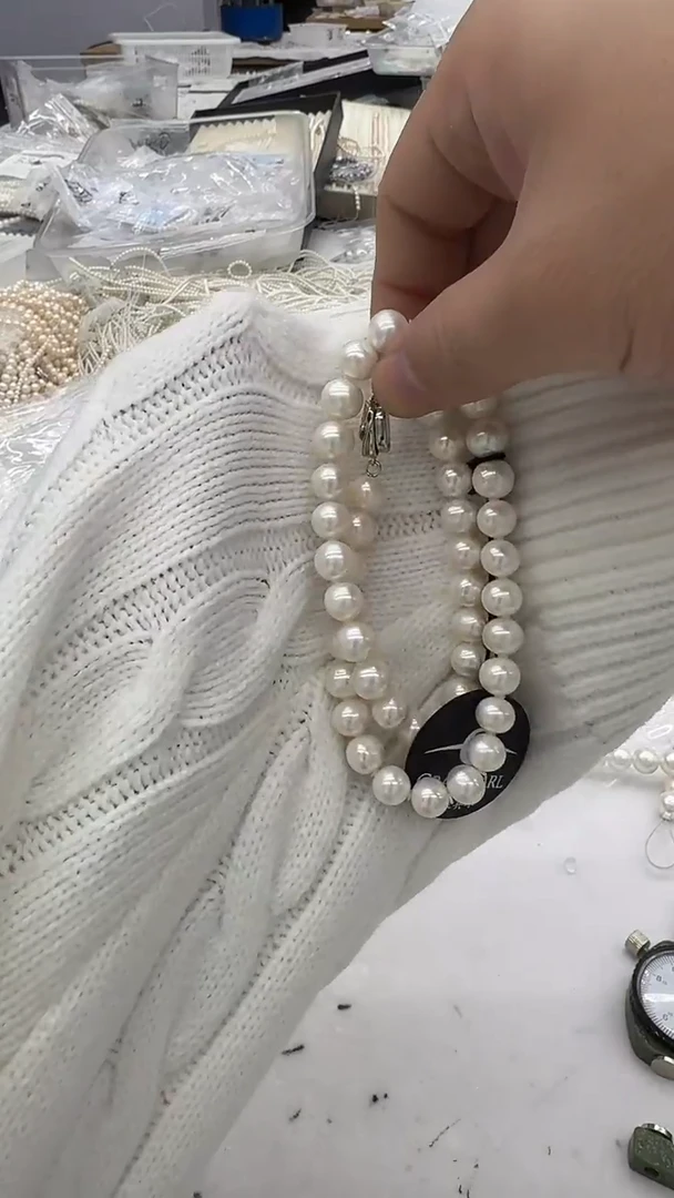 项链银S925镶嵌淡水珍珠枫**?9-10mm 山茶花-孤品