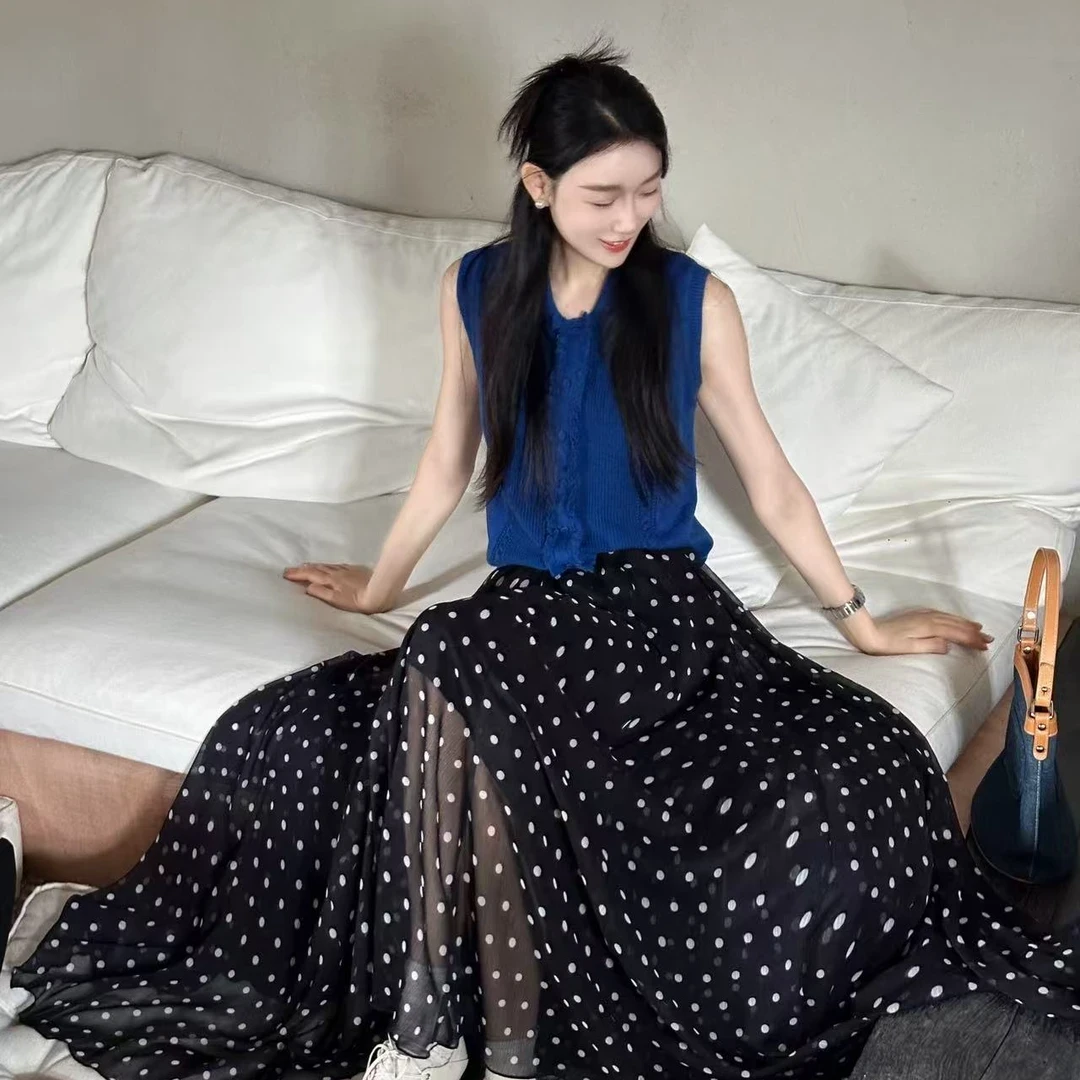 OUDOCKEE 鸥纪儿【鸥鸥同款】2025夏季翻领木耳边无袖针织背心