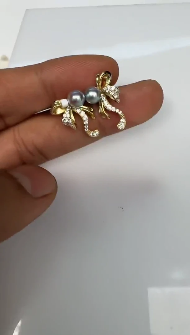 银S925镶嵌耳饰海水珍珠耳钉