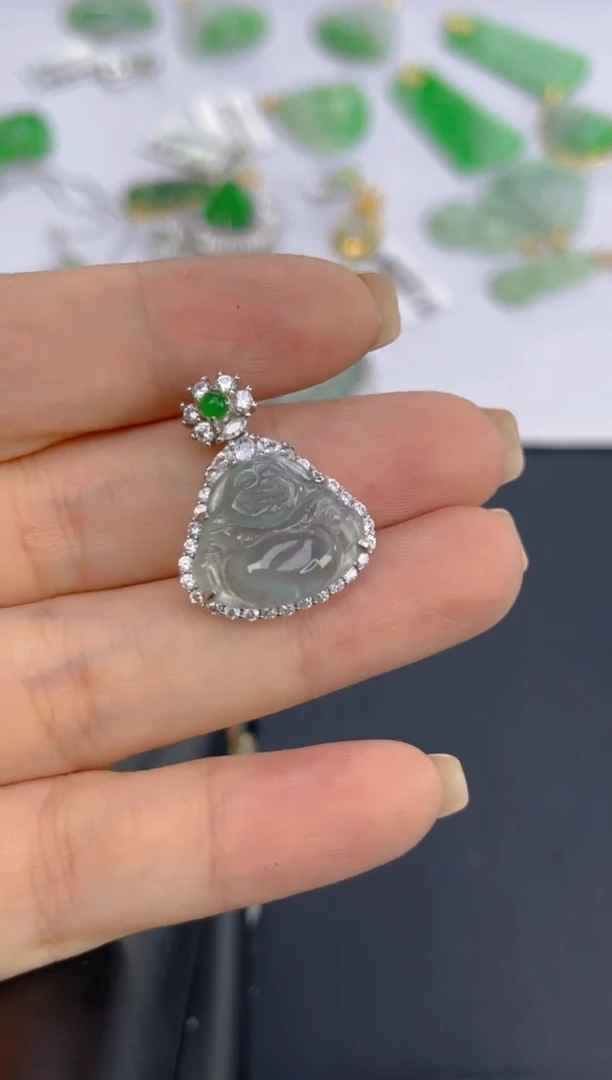 翡翠银S925镶嵌颈饰天然A货翡翠