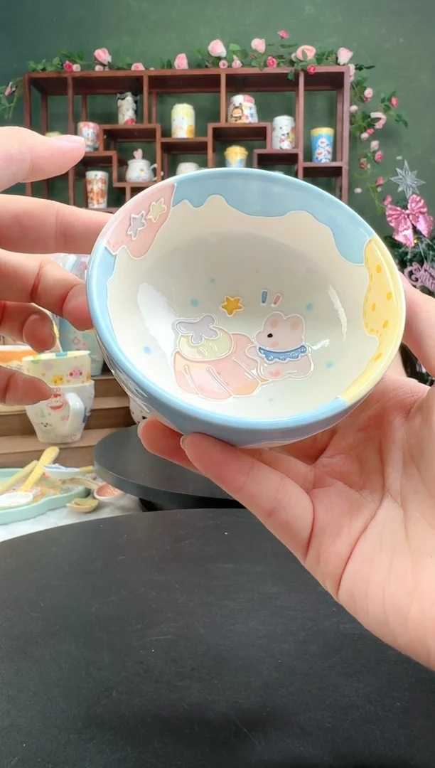 212景德镇高温陶瓷釉下彩 玉泥 冰淇淋杯