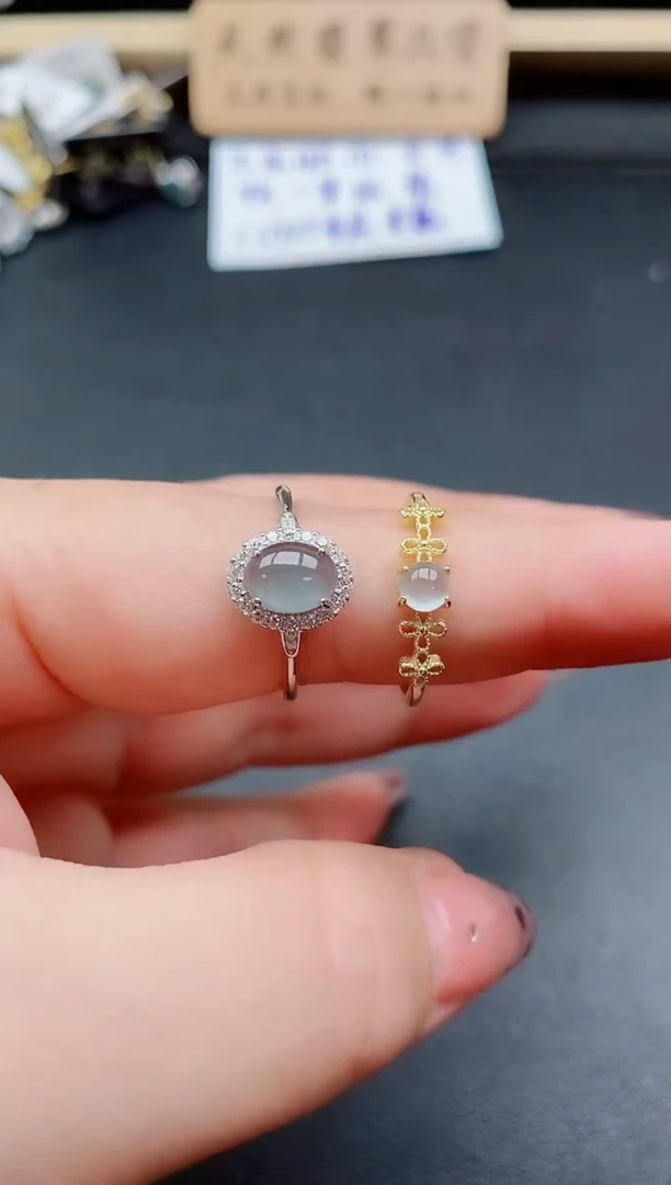 银S925镶嵌戒指翡翠1