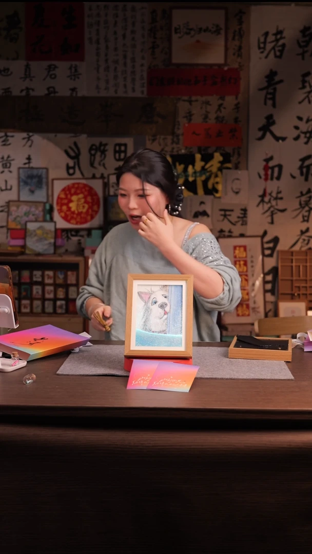 国画十*138-8寸 流沙 手写-    带灯-狗门缝