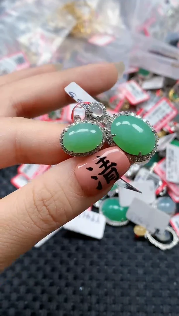 银S925镶嵌戒指翡翠天然A货缅甸翡翠