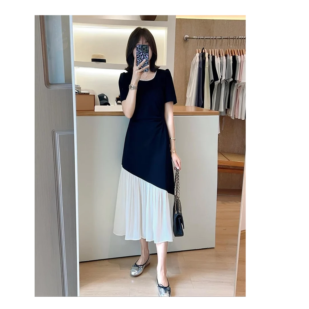 2025超好看的夏季赫本风简单大方的气质小个子黑色连衣裙子长裙女