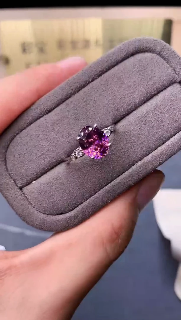 珠宝奇石银S925镶嵌红色碧玺7862