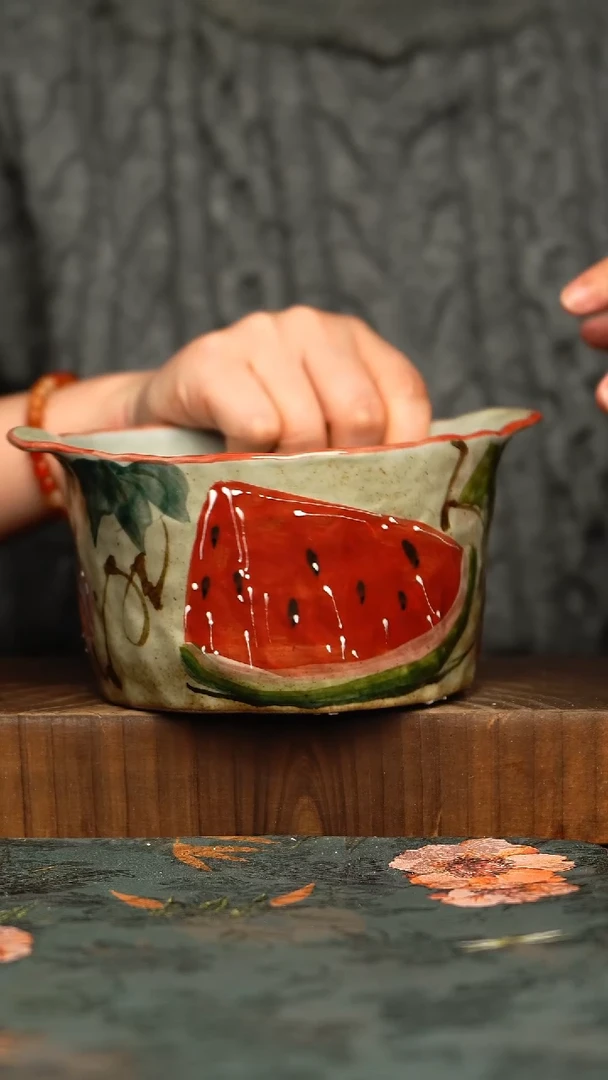 杯釉下彩手工手绘同款陶器