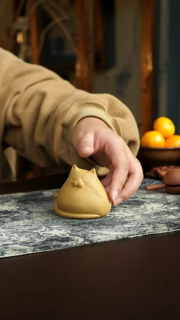 茶杯紫砂7号 猫咪茶宠 宜兴紫砂原矿作品
