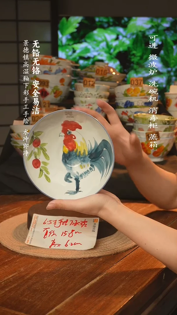 瓷景德镇高温瓷釉下彩手绘陶瓷万能