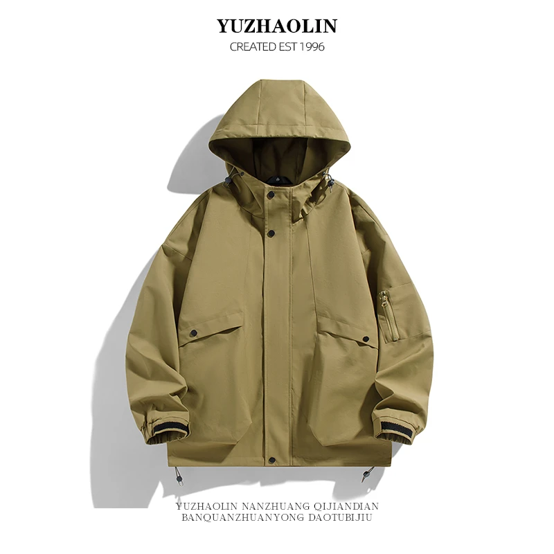 男士休闲外套宽松显瘦版型简约帅气连帽上衣美式复古潮流新款夹克